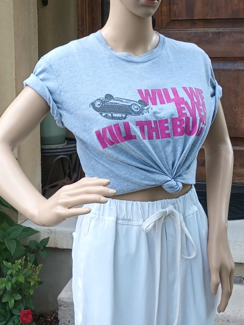 Short Sleeve Shirt "Will we ever kill the bug". size medium, heathered gray w/pr
